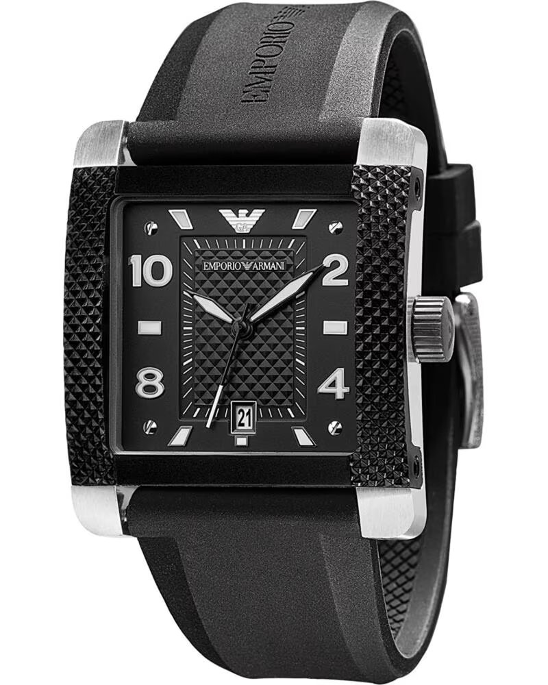 RELÓGIO EMPORIO ARMANI AR5841 QUADRADO COM PULSEIRA DE BORRACHA PRETA NEGRO