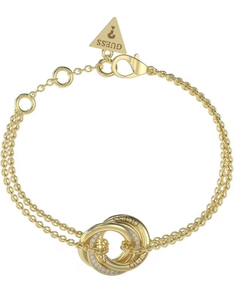 PULSEIRA GUESS JUBB04063JWYGS DOURADA EM AÇO INOXIDÁVEL COM ANÉIS ENTRELAÇADOS