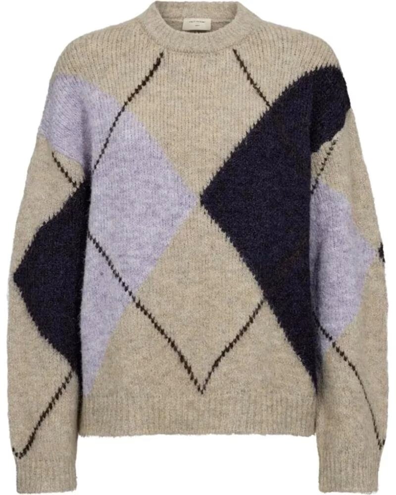 FREQUENT STRICKPULLOVER MIT RAUTENMUSTER FÜR DAMEN BEIGE