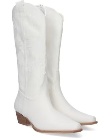BOTAS ALTAS ESTILO COWBOY SPORT3PUNTO0 A-2442 EN COLOR BLANCO CON BORDADOS VARIOS COLORES