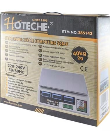HOTECHE ELEKTRONISCHE LADENWAAGE MIT PREISBERECHNUNG 40KG 285142 MULTICOLOR
