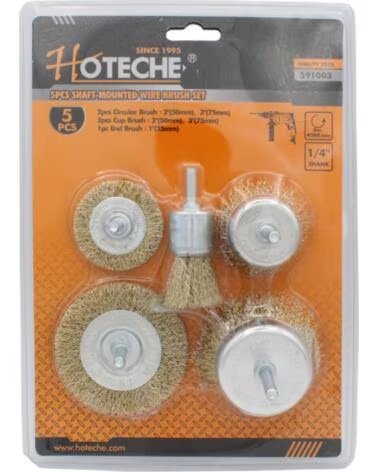 HOTECHE 5-TEILIGES SCHAFT-DRAHTBÜRSTENSET 591003 MULTICOLOR