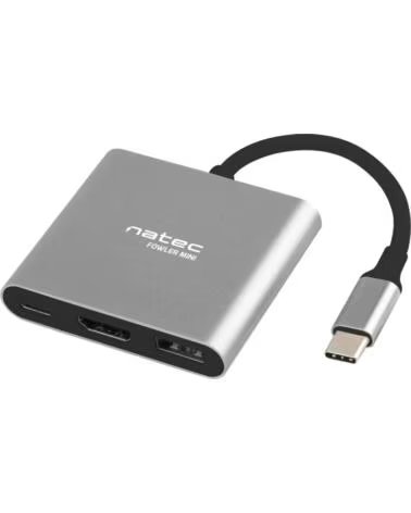 NATEC ADAPTADOR MULTIPORTA USB-C PARA USB 30 HDMI 4K FOWLER MINI CINZA