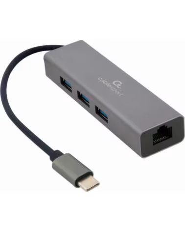 GEMBIRD ADAPTATEUR USB-C GIGABIT AVEC HUB USB 31 3 PORTS RÉSEAU A-CMU3-LAN-01 RED