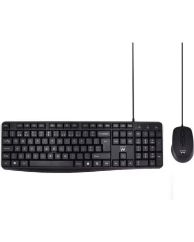 EWENT COMBO TECLADO RATON PORTUGUES ESCRITURA SILENCIOSAUSB BLACK