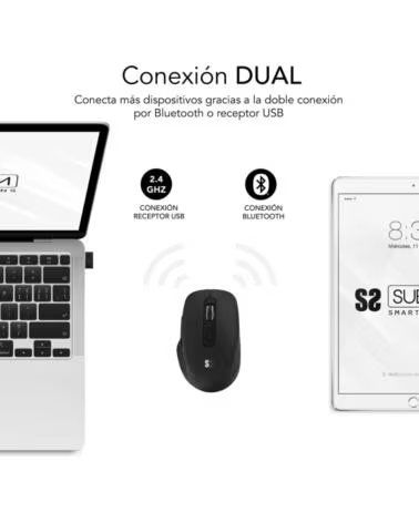 SUBBLIM RATON CURVE ERGO DUAL BLUETOOTH BATERIA RECARGABLE WHITE