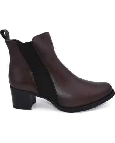 CHAMBY Botines Chelsea de piel para mujer Tacon ancho Tallas 36 a 41 Modelo 8103 MARRóN