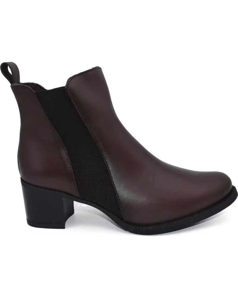 CHAMBY Botines Chelsea de piel para mujer Tacon ancho Tallas 36 a 41 Modelo 8103 MARRóN