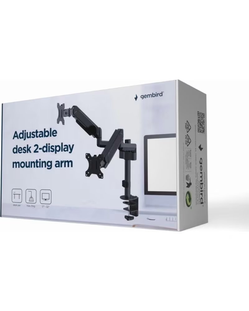 GEMBIRD SOPORTE PARA 2 PANTALLAS DE ESCRITORIO AJUSTABLE 17-32