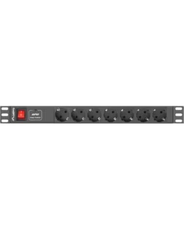 LANBERG REGLETA 1U 10A 7X SCHUKO RACK 19 2M C14 BLACK
