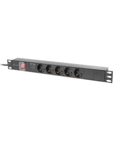 LANBERG REGLETA 1U 16A RACK 19 5X SOCKET SCHUKO 2M BLACK