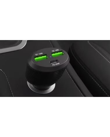 NATEC CARGADOR COCHE CONEY 2XUSB - 1XUSB-C QC3 0 - PD 3 0 BLACK