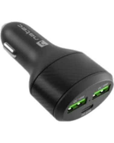 NATEC CARGADOR COCHE CONEY 2XUSB - 1XUSB-C QC3 0 - PD 3 0 BLACK