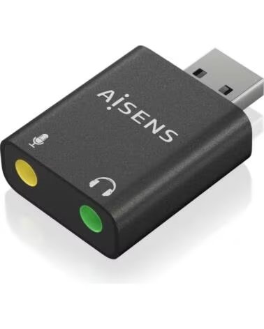 AISENS CONVERSOR USB-A A AUDIO 48KHZ USB-A-M-2XJACK 3 5-H BLACK