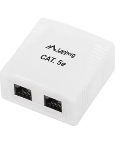 LANBERG ROSETA DE SUPERFICIE CAT 5E UTP 2X TOMA RJ45 WHITE