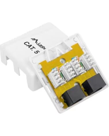 LANBERG ROSETA DE SUPERFICIE CAT 5E UTP 2X TOMA RJ45 WHITE