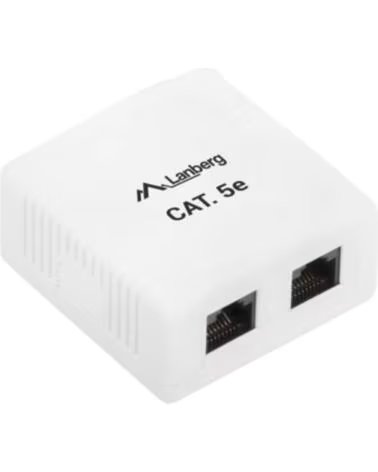 LANBERG ROSETA DE SUPERFICIE CAT 5E UTP 2X TOMA RJ45 WHITE