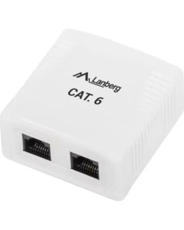 LANBERG ROSETA DE SUPERFICIE CAT 6 UTP 2X TOMA RJ45 WHITE