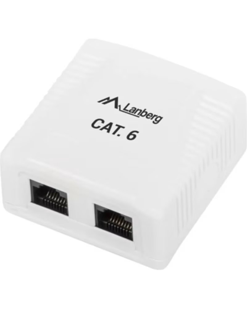 LANBERG ROSETA DE SUPERFICIE CAT 6 UTP 2X TOMA RJ45 WHITE