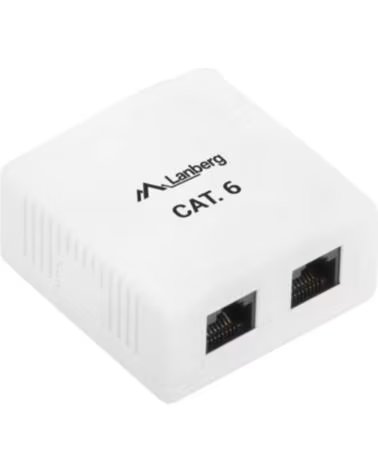 LANBERG ROSETA DE SUPERFICIE CAT 6 UTP 2X TOMA RJ45 WHITE