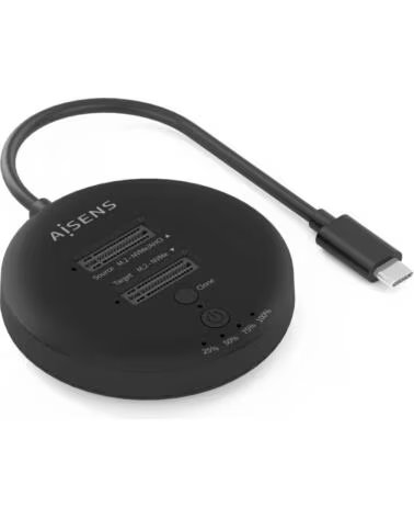 AISENS ESTACION DOCKING DOBLE BAHIA NVME USB 3 2 GEN2X2 CLONE BLACK