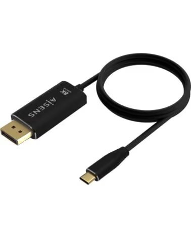 AISENS Cable Conversor DisplayPort 8K 60HZ A109-0686- USB Tipo-C Macho - DisplayPort Macho- Hasta 27W- 1250Mbps- 80cm- Negro