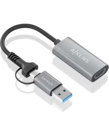 AISENS CONVERSOR ALUMINIO USB-A-MUSB-C-M-HDMI-H 1080P60HZ 15CM