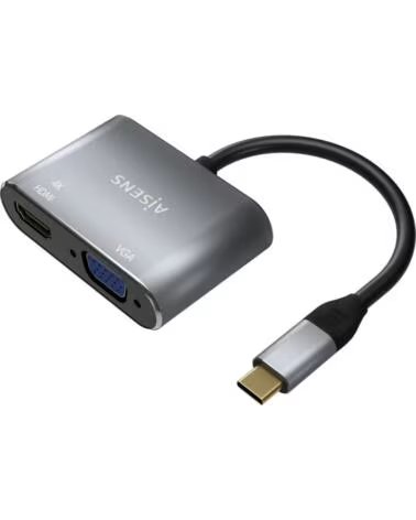 AISENS CABLE CONVERSOR USB-C A VGA-HDMI 4K 15CM GREY