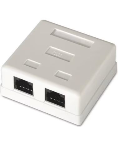 AISENS ROSETA DE SUPERFICIE RJ45 CAT 6 UTP 2 TOMAS WHITE