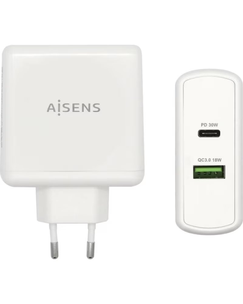 AISENS CARGADOR 48W 1xUSB-C PD3 0 30W 1xUSB-A QC3 0 18W WHITE