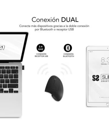 SUBBLIM RATON GLIDE ERGO DUAL BLUETOOTH BATERIA RECARGABLE BLACK