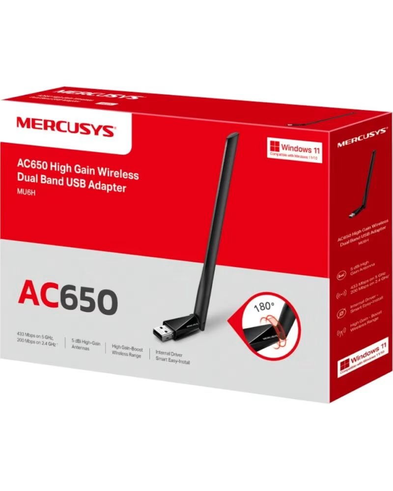 MERCUSYS ADAPTADOR AC650 HIGH GAIN WIRELESS DUAL BAND USB ADAPATER