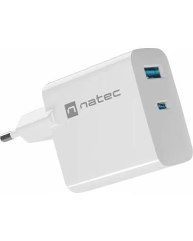NATEC CARGADOR RIBERA GAN 45W PD3 0 QC3 0 1XUSB-A 1XUSB-C WHITE