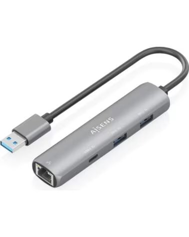 AISENS ASUC-4P035-GR HUB USB 30 DOCK ADAPTATEUR ETHERNET GIGABIT 1XUSB-C 2XUSB-A