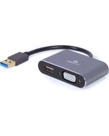 GEMBIRD ADAPTADOR DE PANTALLA USB A HDMI - VGA - ESPACIAL GREY