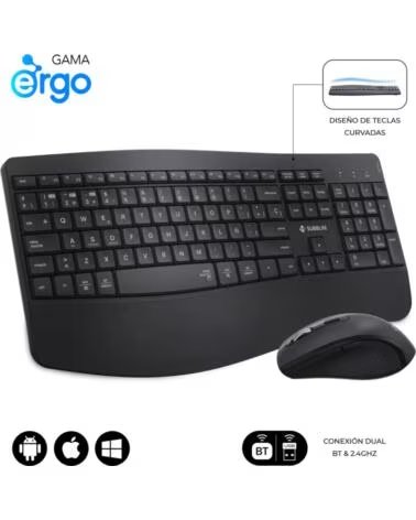 SUBBLIM COMBO TECLADO RATON PROWAVE ERGO INALAMBRICO BLACK