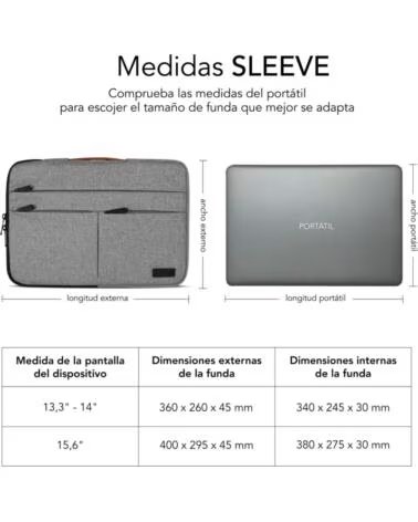 SUBBLIM FUNDA PORTATIL AIR PADDING 360 SLEEVE 15 6 LIGHT GREY