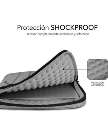 SUBBLIM FUNDA PORTATIL AIR PADDING 360 SLEEVE 15 6 LIGHT GREY