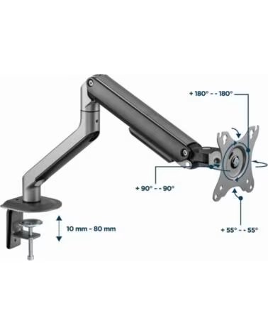 GEMBIRD BRAZO AJUSTABLE PARA MONITOR EN ESCRITORIO ESPACIAL GREY