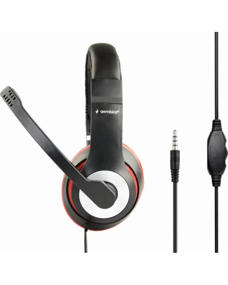GEMBIRD AURICULARES MHS-03-BKRD ROJO MICROFONO ALAMBRICO 3 5MM BLACK