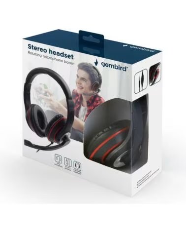 GEMBIRD AURICULARES MHS-03-BKRD ROJO MICROFONO ALAMBRICO 3 5MM BLACK