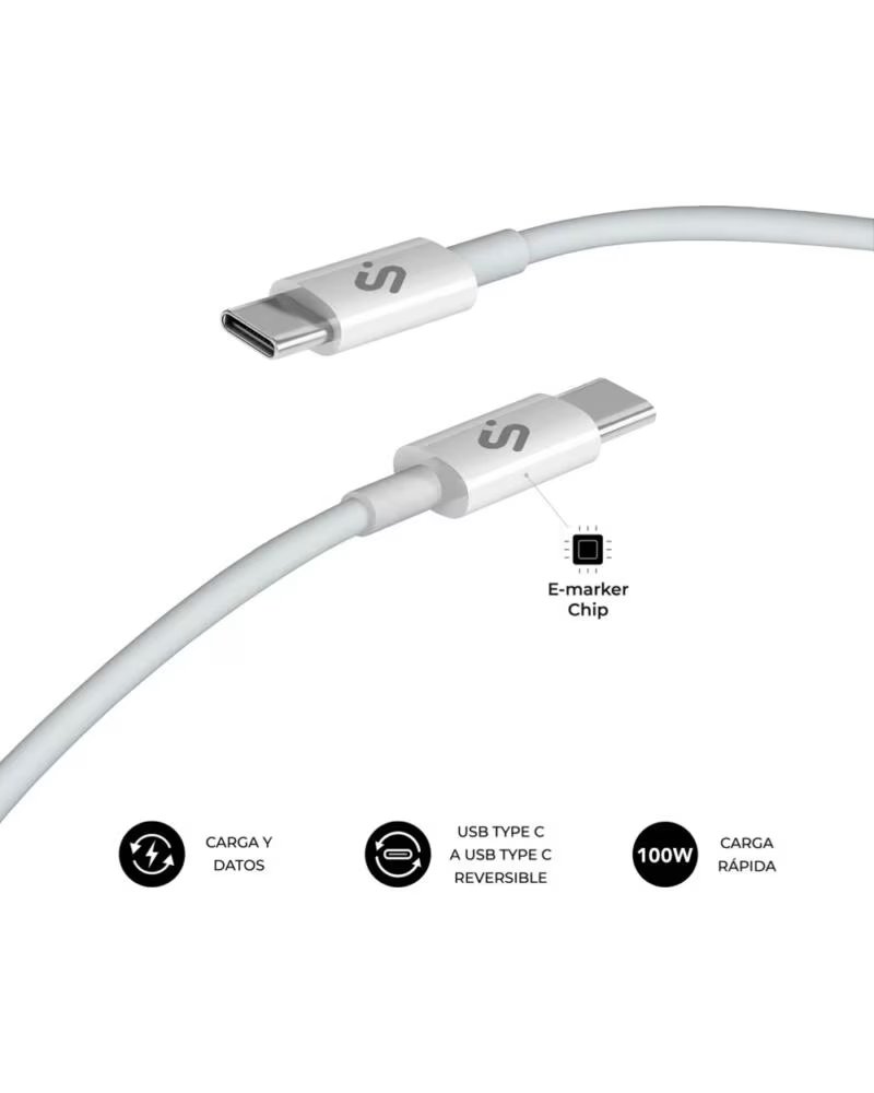SUBBLIM CABLE PLUS 100W C-C 2M WHITE