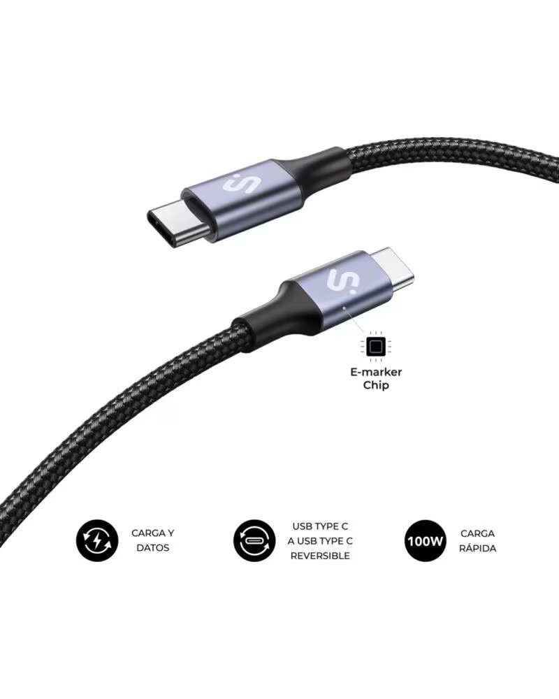 SUBBLIM CABLE PLUS 100W C-C 2M BLACK