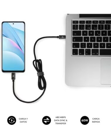 SUBBLIM CABLE OPTIMUS 60W C-C 2M BLACK
