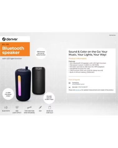 DENVER ALTAVOZ BLUETOOTH BTL-330B INALAMBRICO CON FUNCION DE