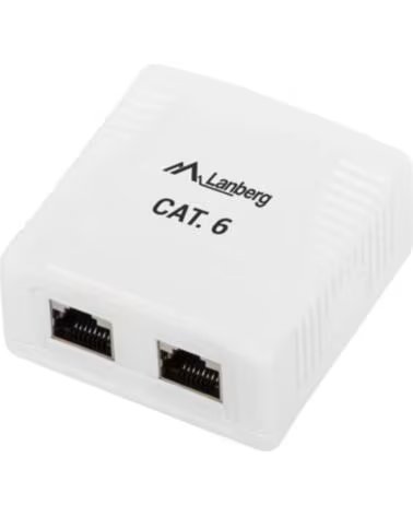 LANBERG ROSETA DE SUPERFICIE CAT 6 FTP 2X TOMA RJ45 WHITE