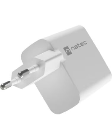 NATEC CARGADOR RIBERA GAN 65W PD3 0 QC3 0 1XUSB-A 1XUSB-C WHITE