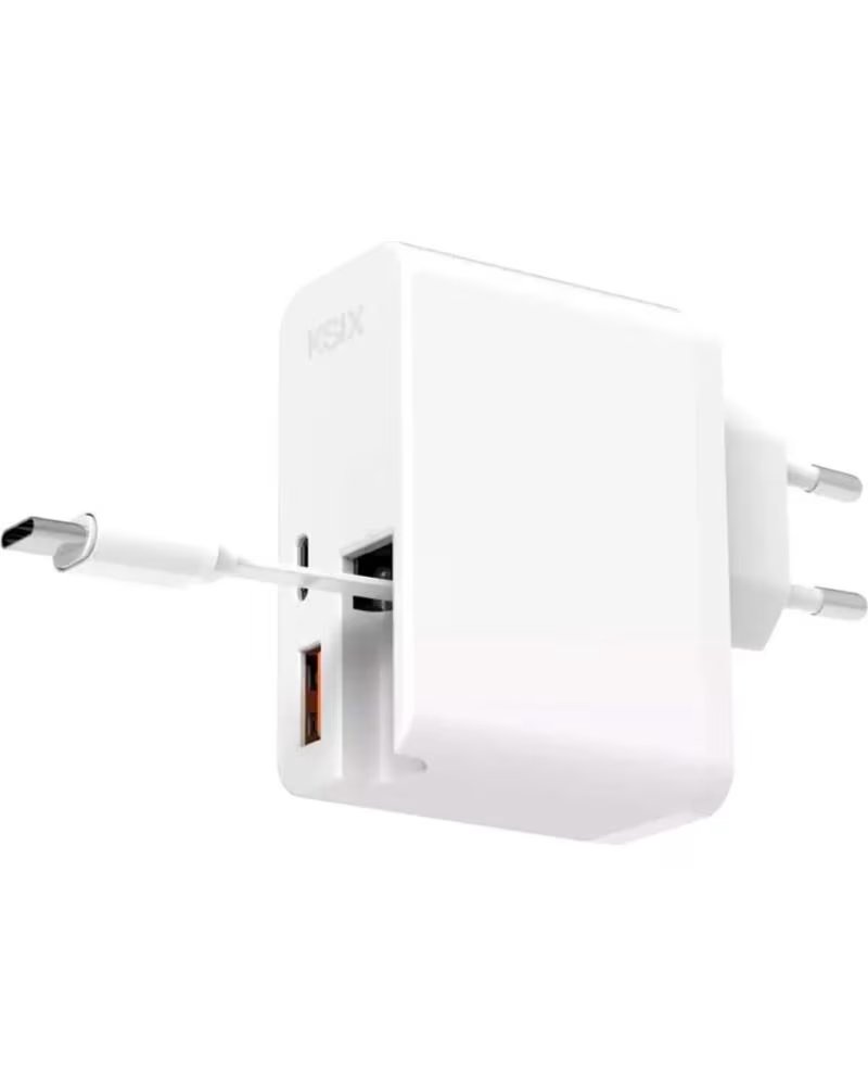 KSIX BCD65WB01 - CARGADOR ULTRARRAPIDO 65W CON USB-C POWER WHITE