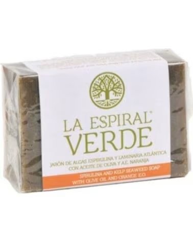 LA ESPIRAL VERDE Jabon De Algas Espirulina Y Alga Laminaria Atlantica Con Aceite De Oliva Y A E De Naranja 100g