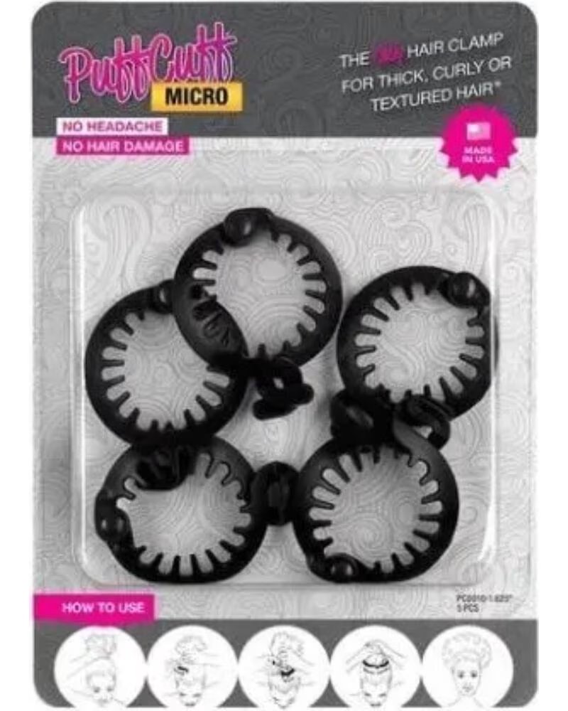 PUFFCUFF MICRO PACOTE COM 5 PINÇAS DE CABELO CACHEADO 1,5 POLEGADAS